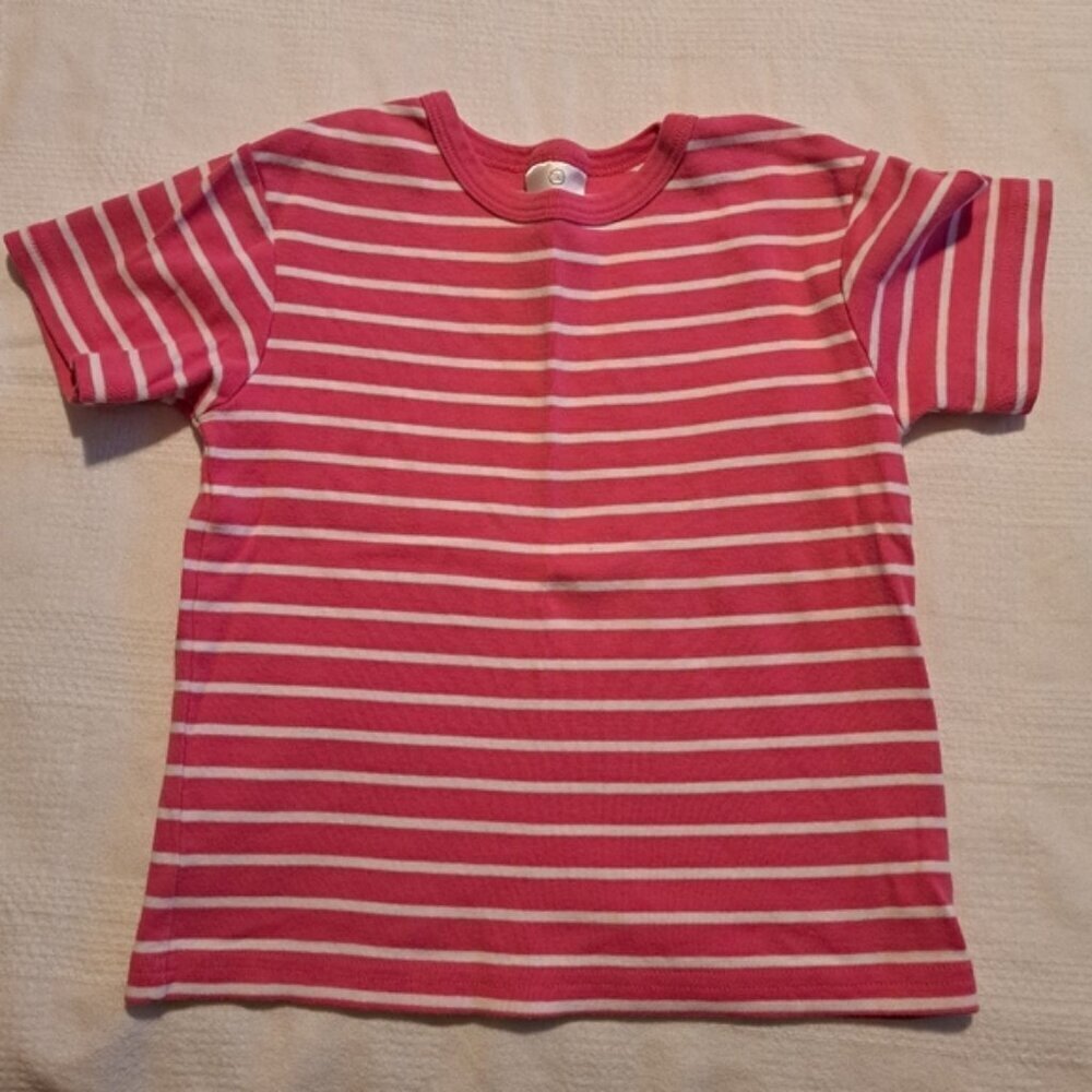 Hanna Andersson girls size 5 pink and white stripe shirt EUC